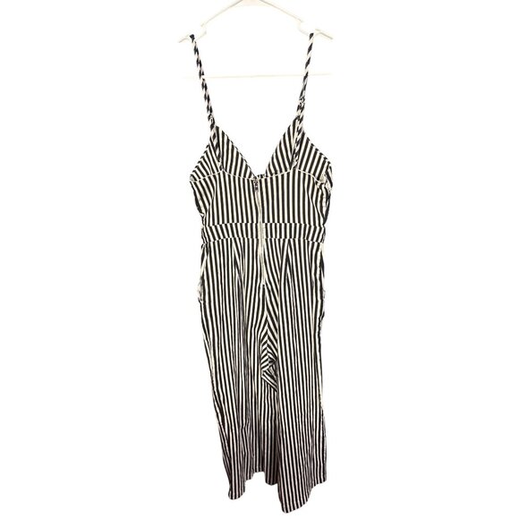 Alpha and Omega XS Black & White Striped Tie Front Wide Leg Jumpsuit Professiona - Picture 6 of 8